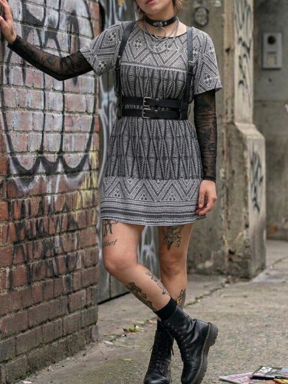 Black & White Tribal Geometric Print Shift Dress – Women's Medium